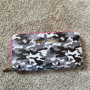 Simply Southern Camouflage Zip Wallet with Pink Trim
